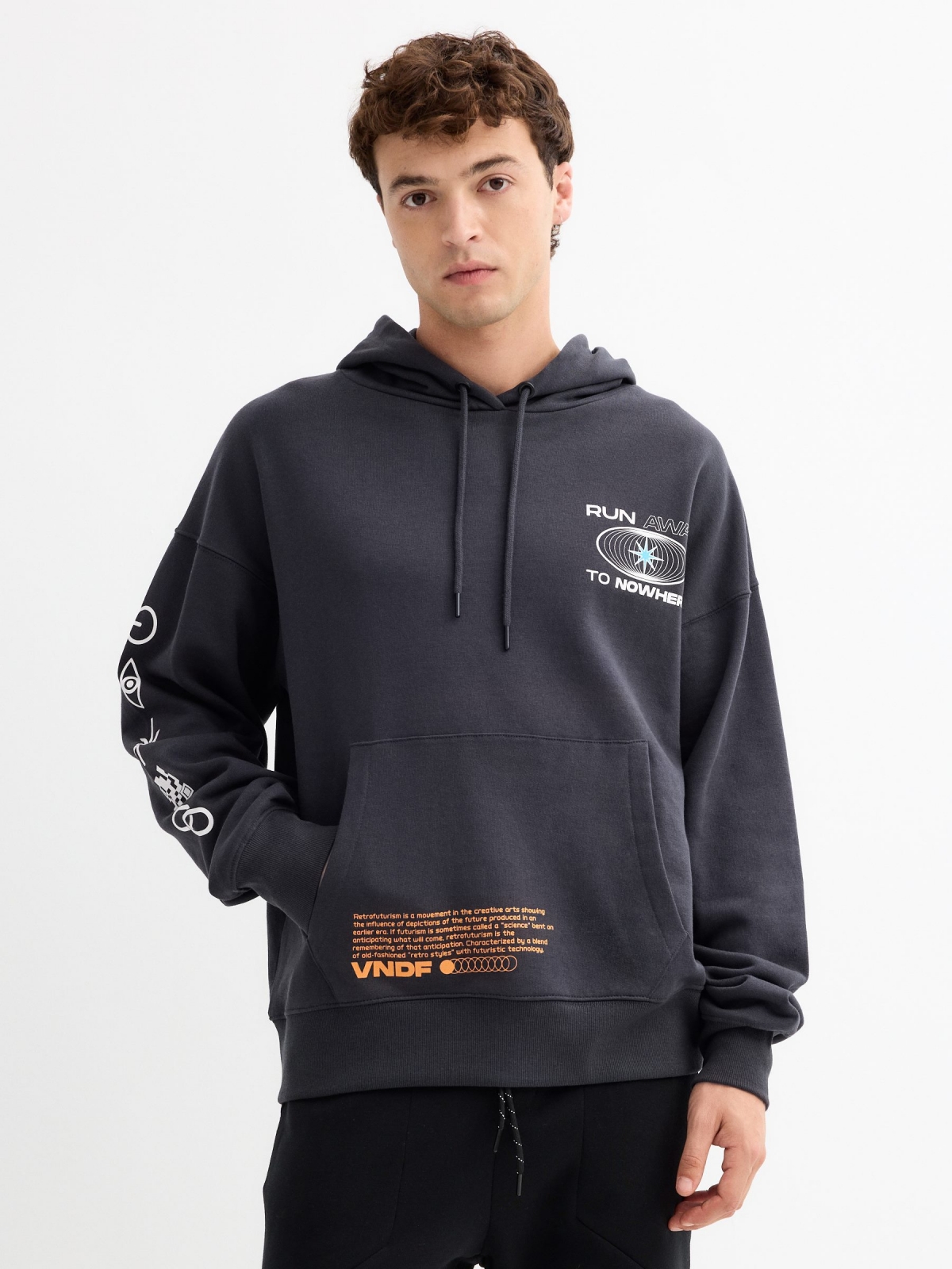 Sudadera Run Away To Nowhere gris oscuro vista media frontal