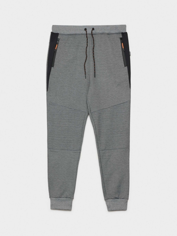  Pantalón jogger gris combinado plomo vista frontal