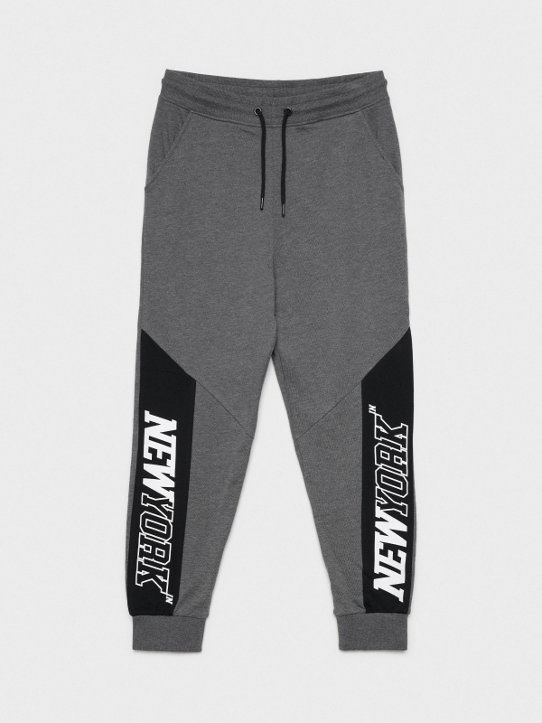  New York print joggers grey front view