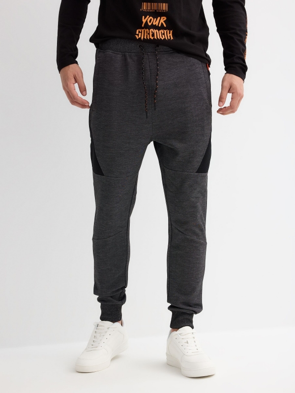 Jogger pants black middle front view