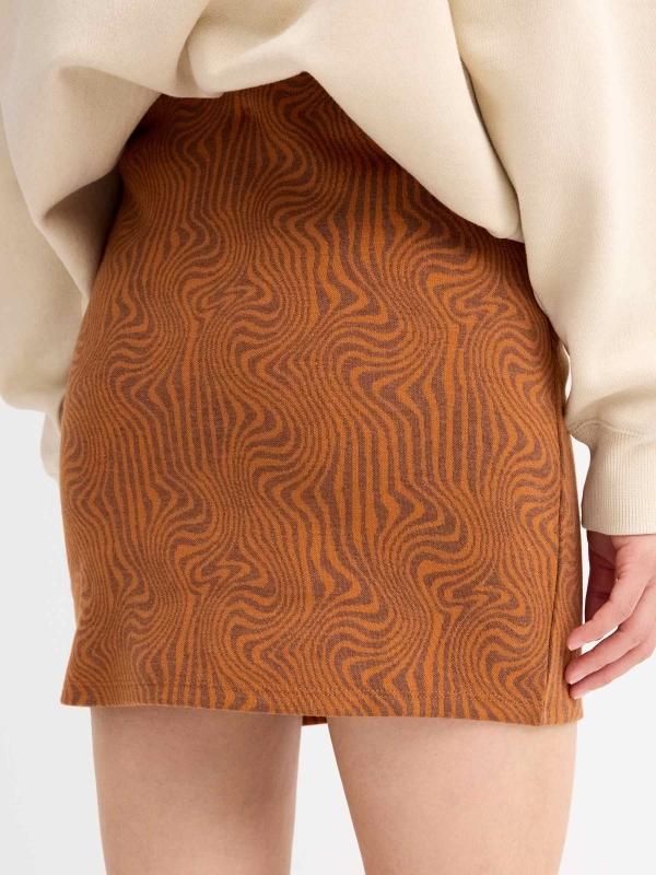 Psychedelic print knit skirt cinnamon back detail view