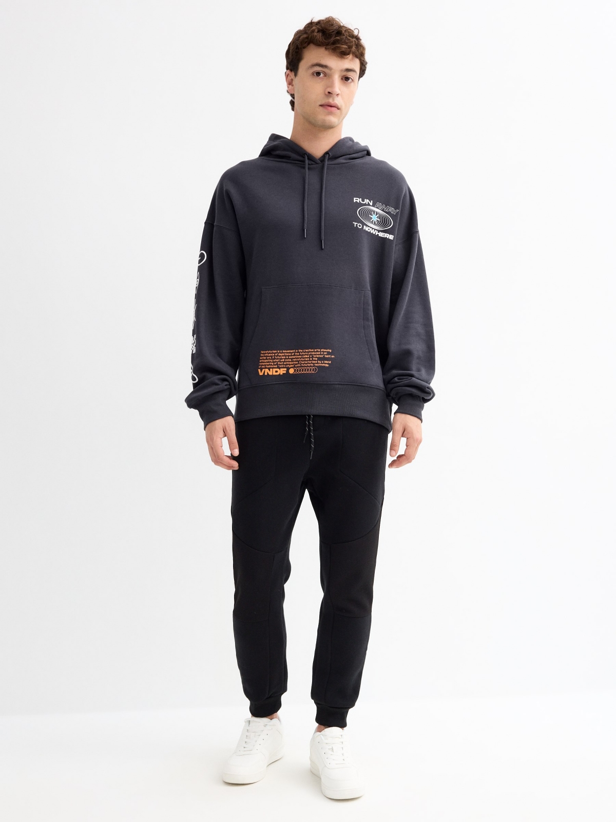 Sweatshirt Run Away To Nowhere cinza escuro vista geral frontal