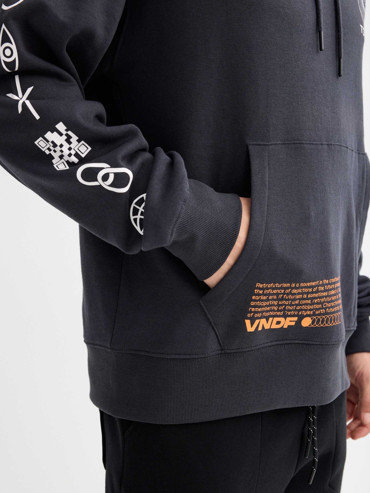 Sweatshirt Run Away To Nowhere cinza escuro vista detalhe