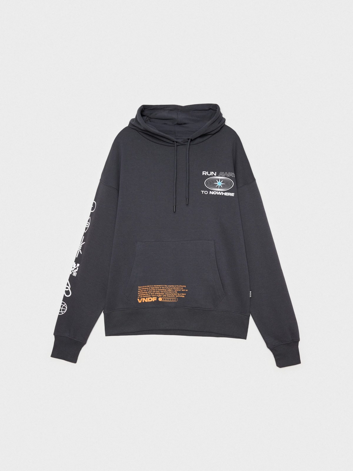  Sweatshirt Run Away To Nowhere cinza escuro vista frontal