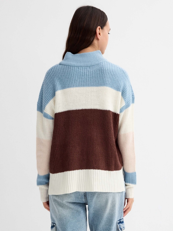 Perkins sweater with color block brown middle back view