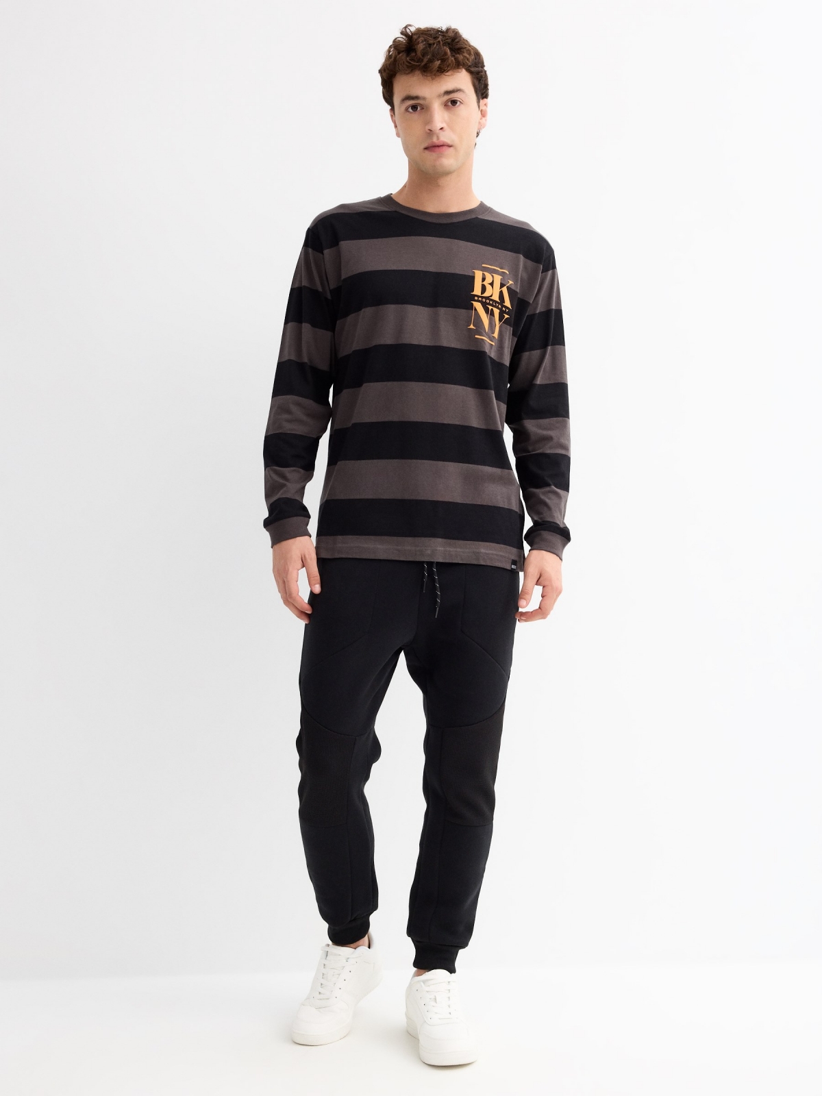 BKNY striped T-shirt black general front view