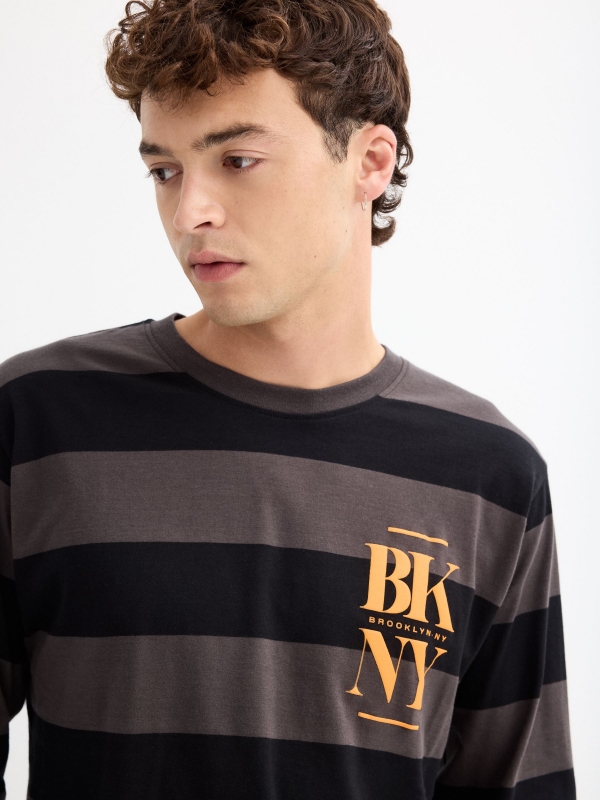 BKNY striped T-shirt black detail view