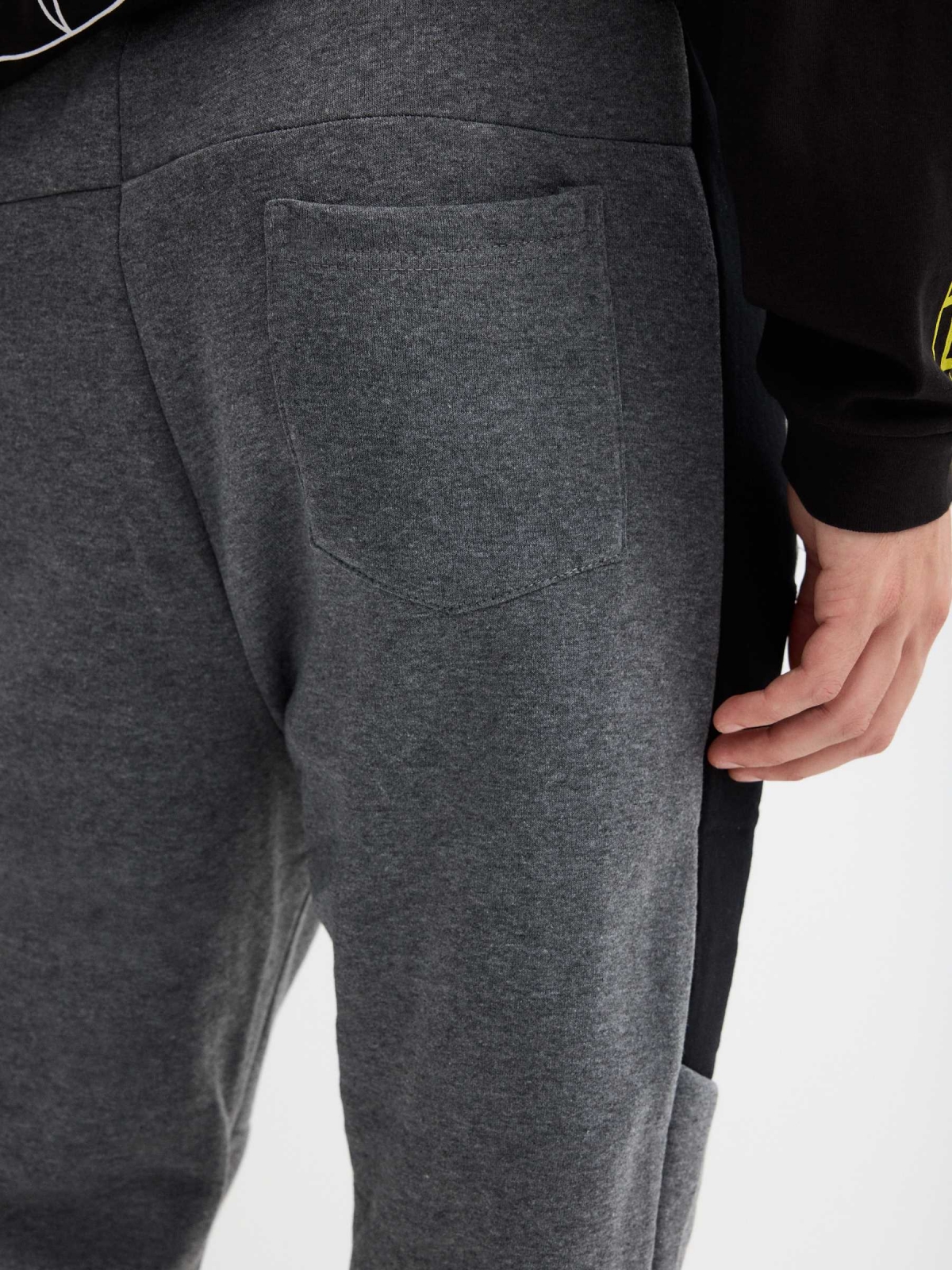 Grey sport jogger trousers dark melange detail view