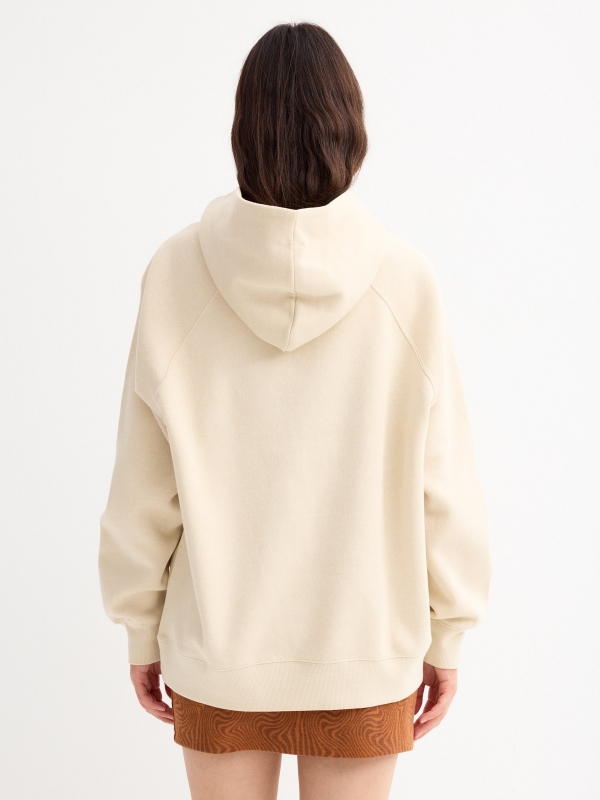 Basic hoodie sand middle back view