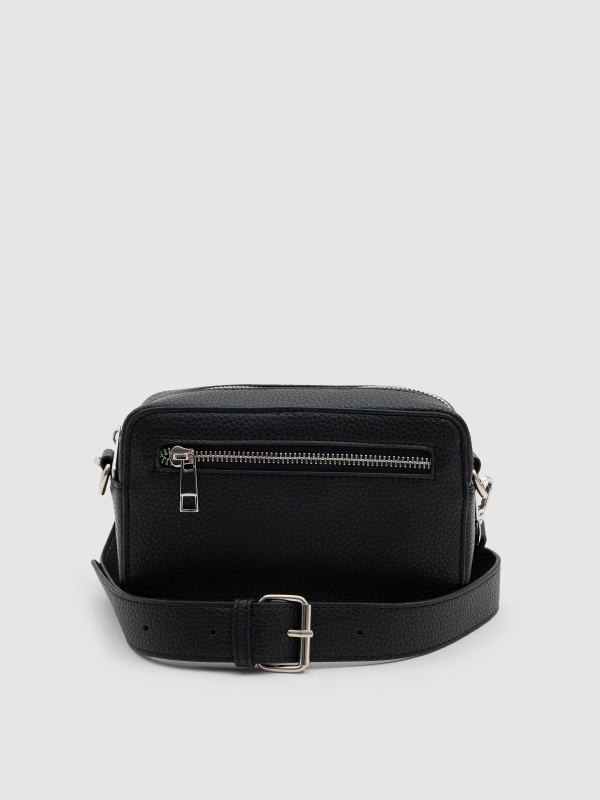 Leatherette shoulder bag black 45º side view