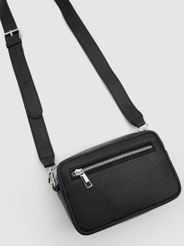 Leatherette shoulder bag black detail view