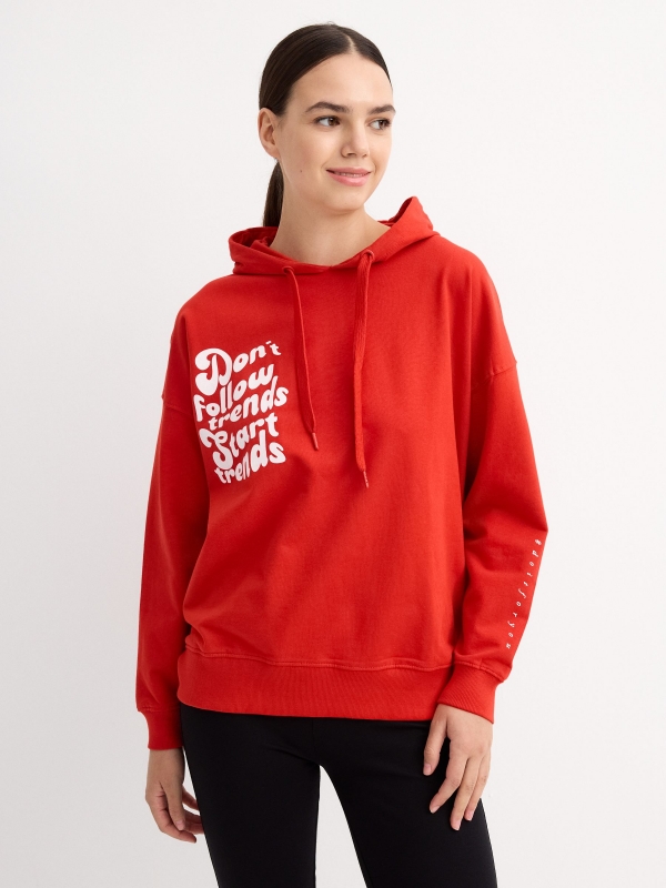 Sweatshirt Don´t Follow Trends vermelho vista meia frontal