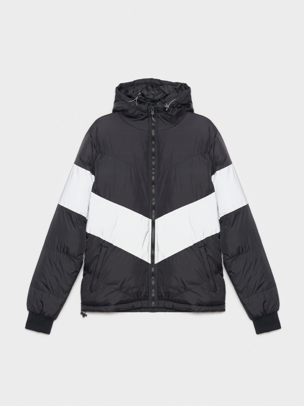  Quilted jacket with hood black front view