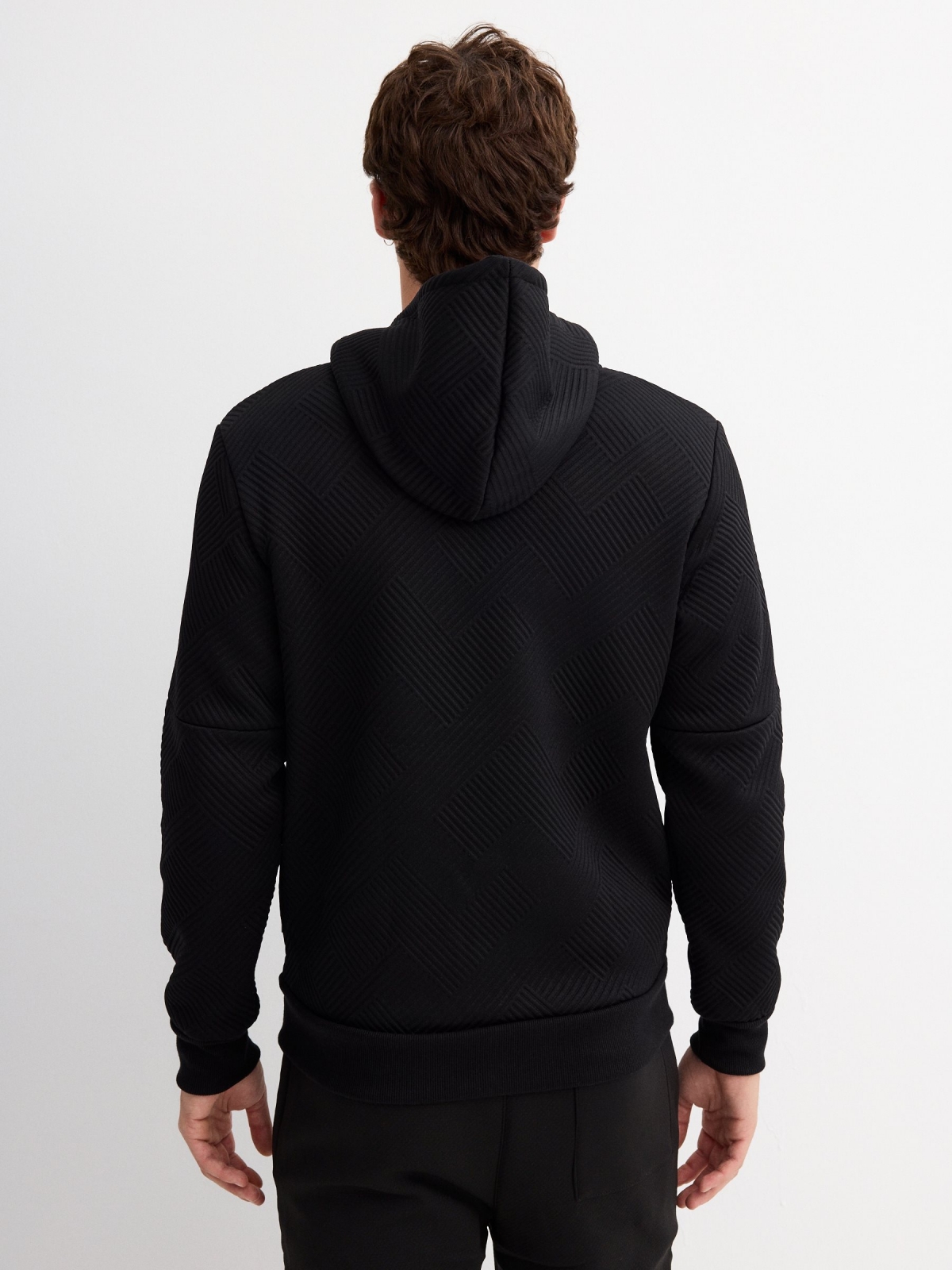 Sudadera deportiva básica negro vista media trasera