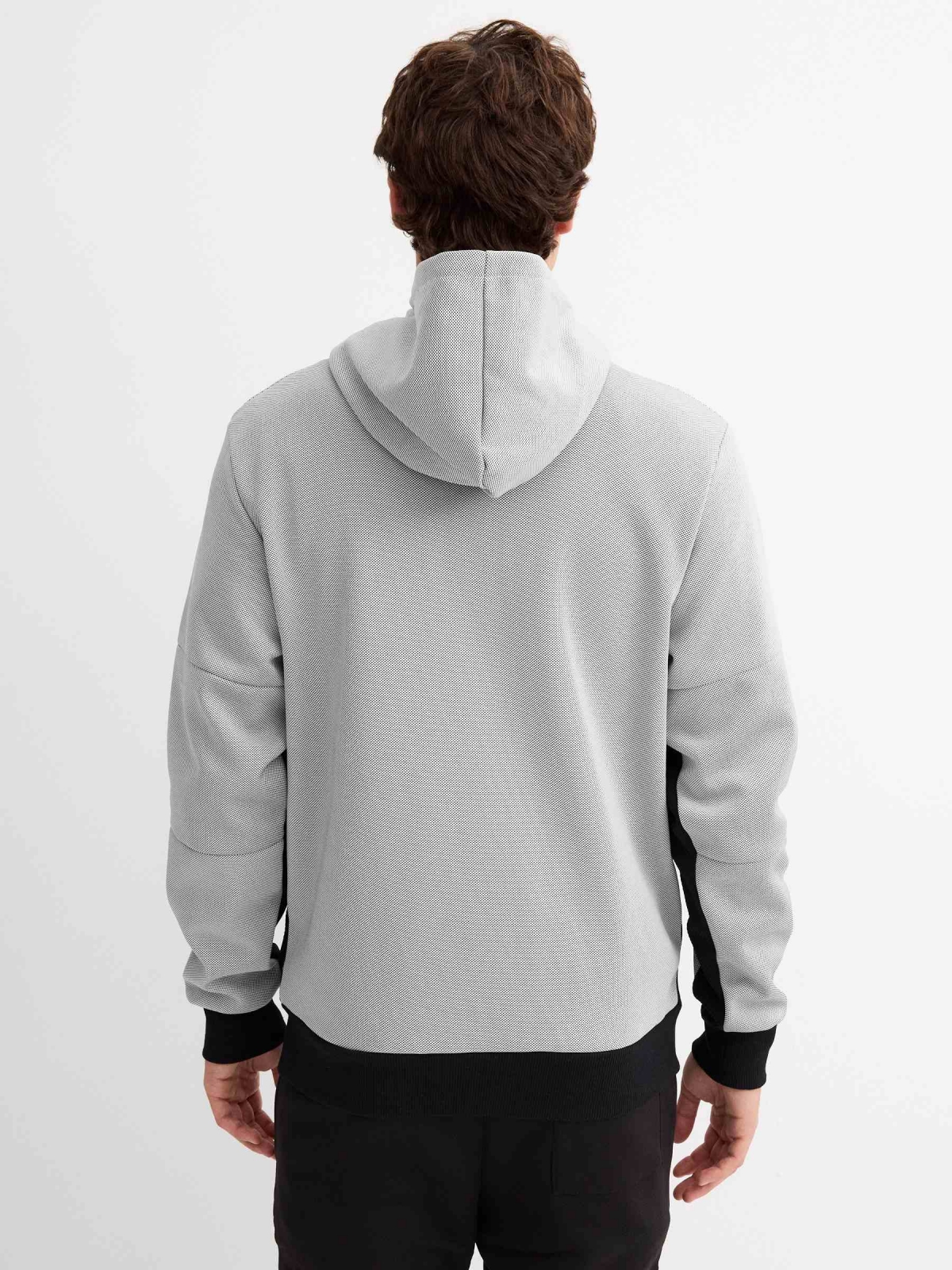 Sudadera cuello fluido con cremallera blanco vista media trasera