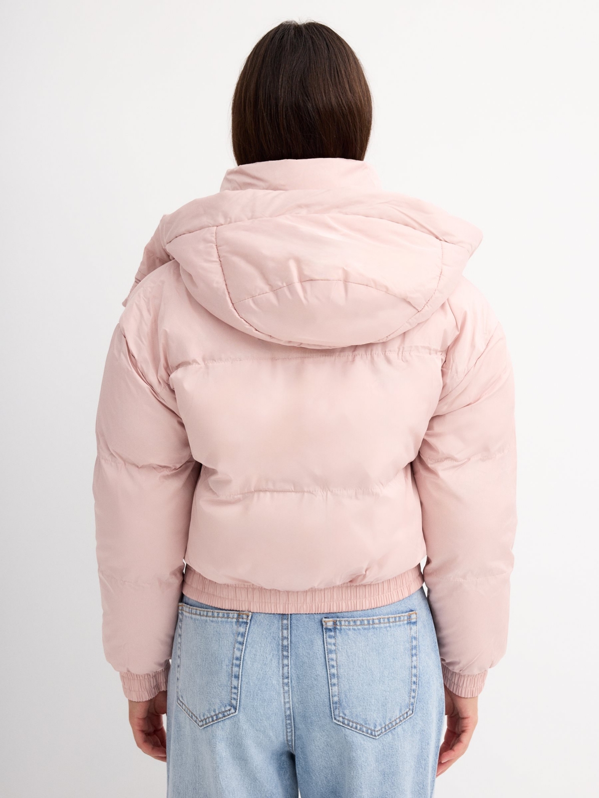 Regular quilted jacket light pink middle back view