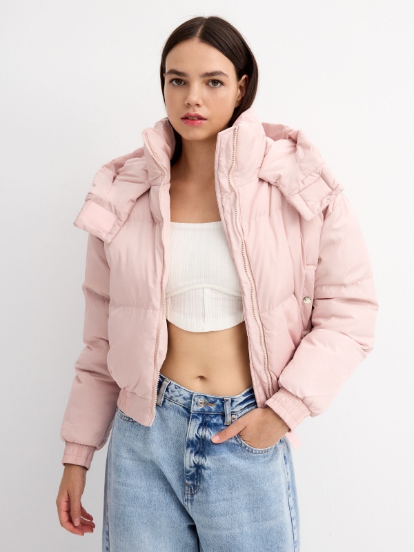 Regular quilted jacket light pink detail view