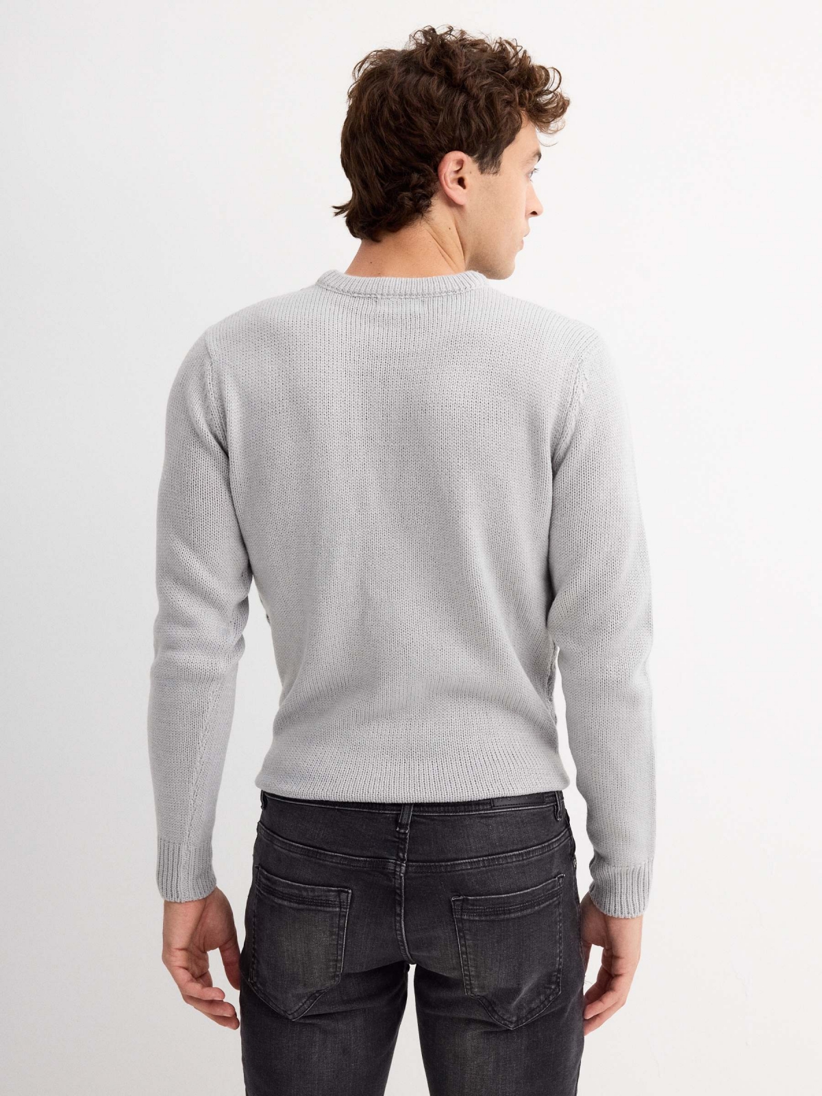 Ribbed jumper grey middle back view