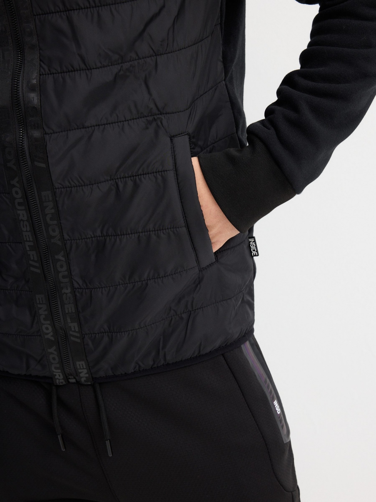 Fleece sweatshirt with zipper black detail view