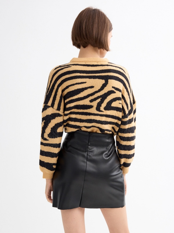 Animal print sweater beige middle back view