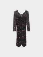 %Pto% Vestido mini de tul print flores negro vista frontal