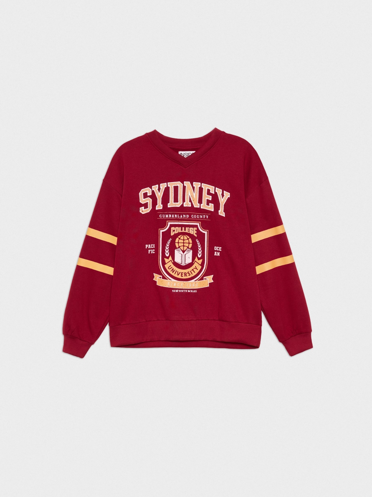  Sudadera oversized Sydney granate vista frontal