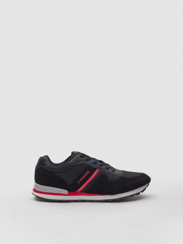 Combined nylon casual sneaker black