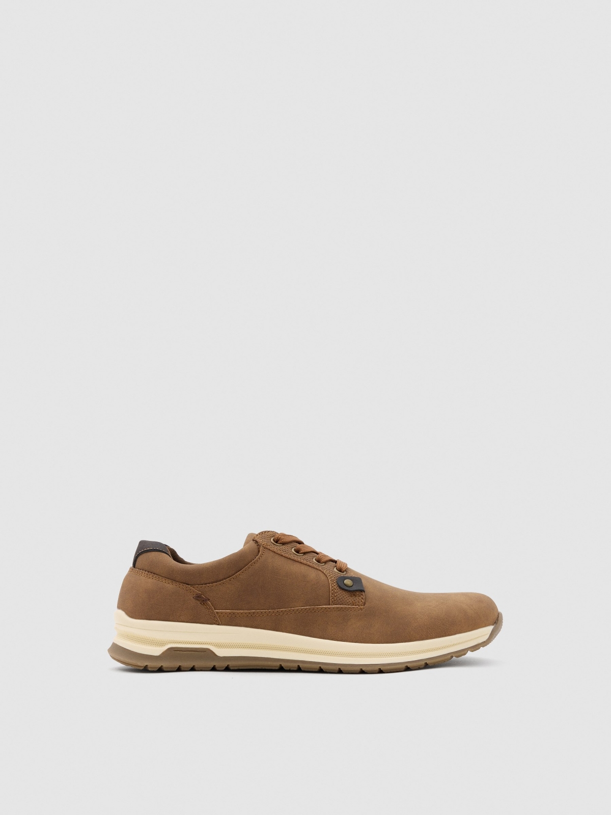 Brown sneaker beige profile view