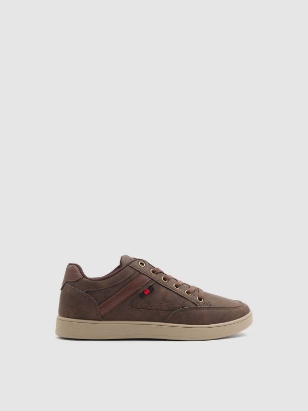 Brown casual sneaker brown profile view