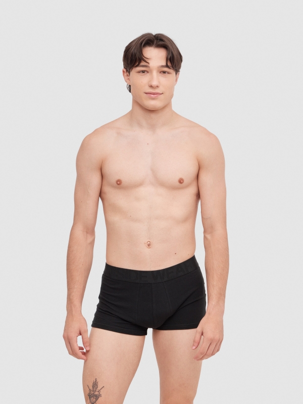 Calzoncillo boxer negro pack 4 negro vista media frontal