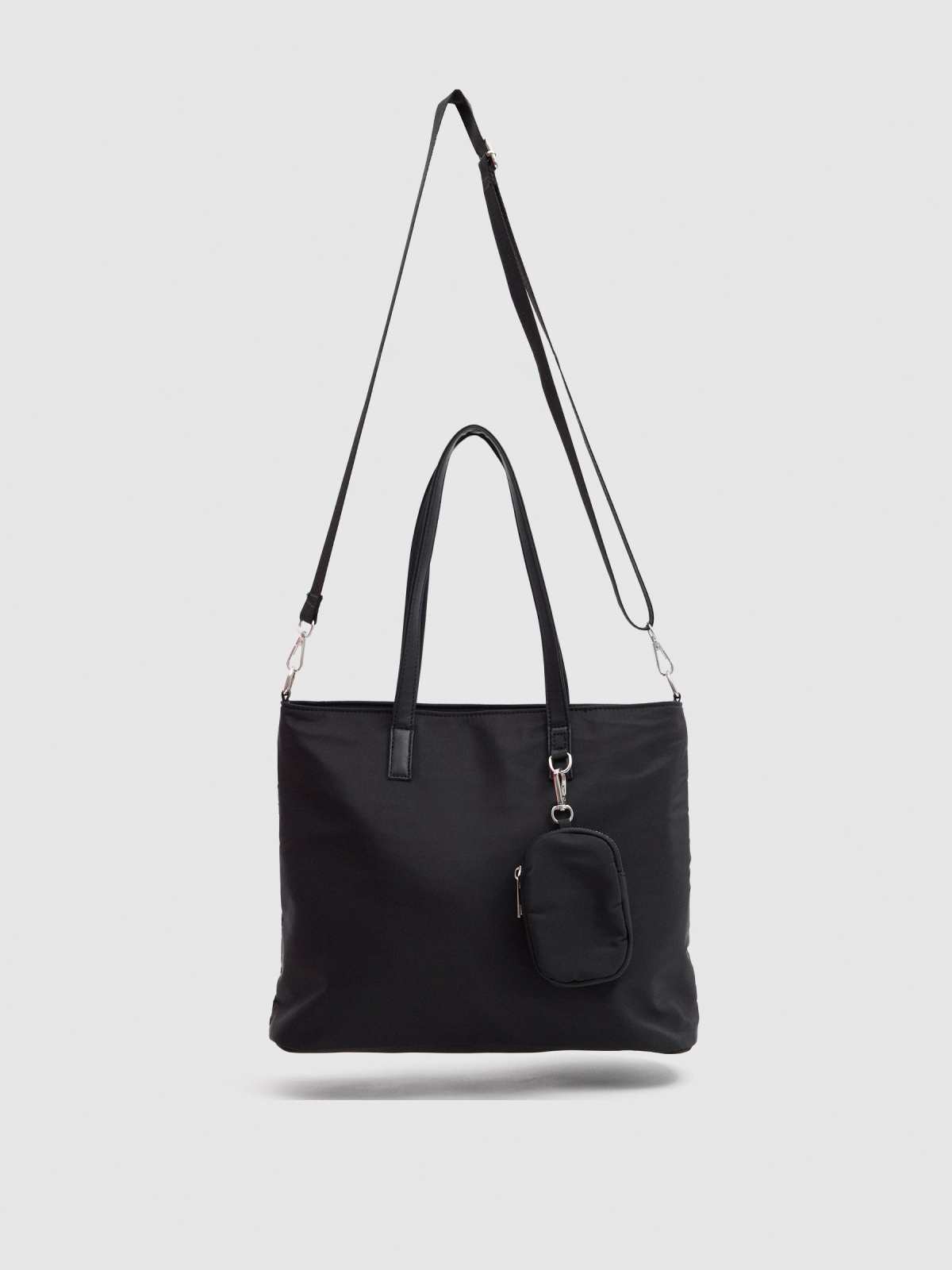 Nylon shopper bag black black general front view