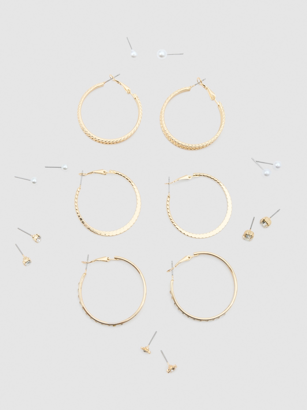 Gold plated earrings set 9 pack golden general view