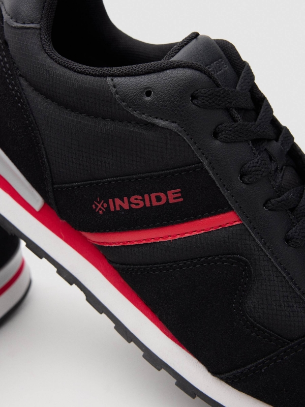 Combined nylon casual sneaker black detail view