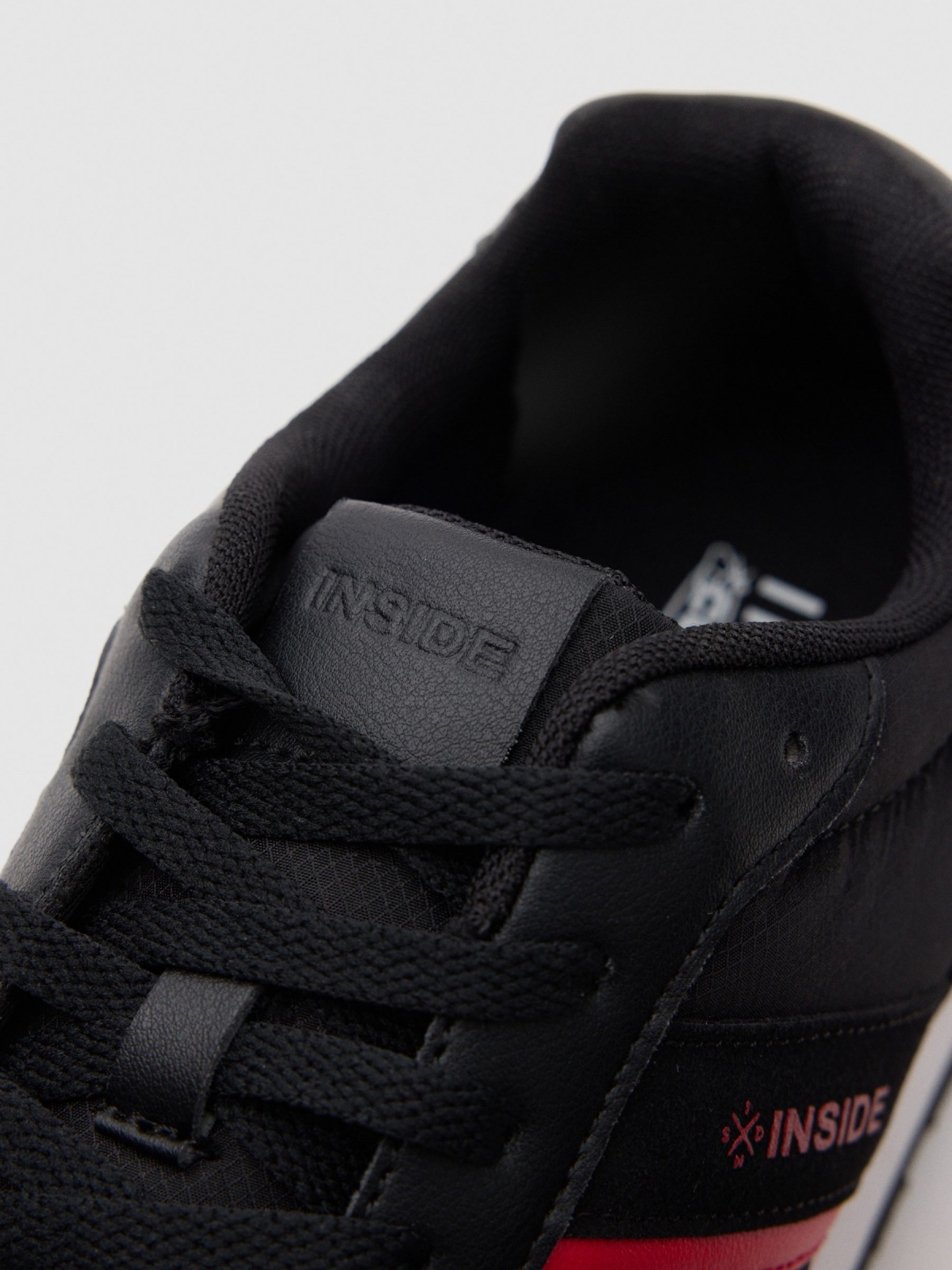 Combined nylon casual sneaker black detail view