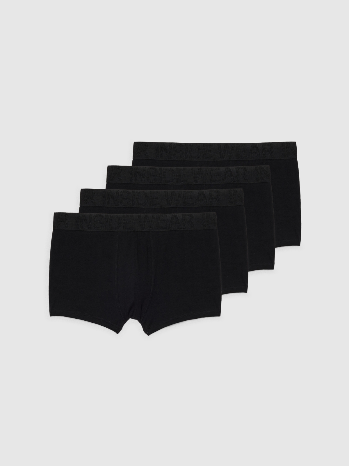 Cuecas boxer pretas 4 unidades preto vista detalhe frontal