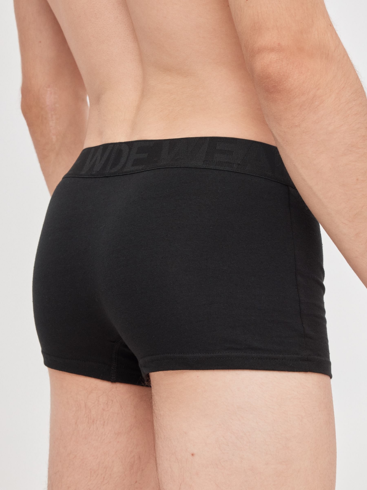 Cuecas boxer pretas 4 unidades preto vista detalhe traseira