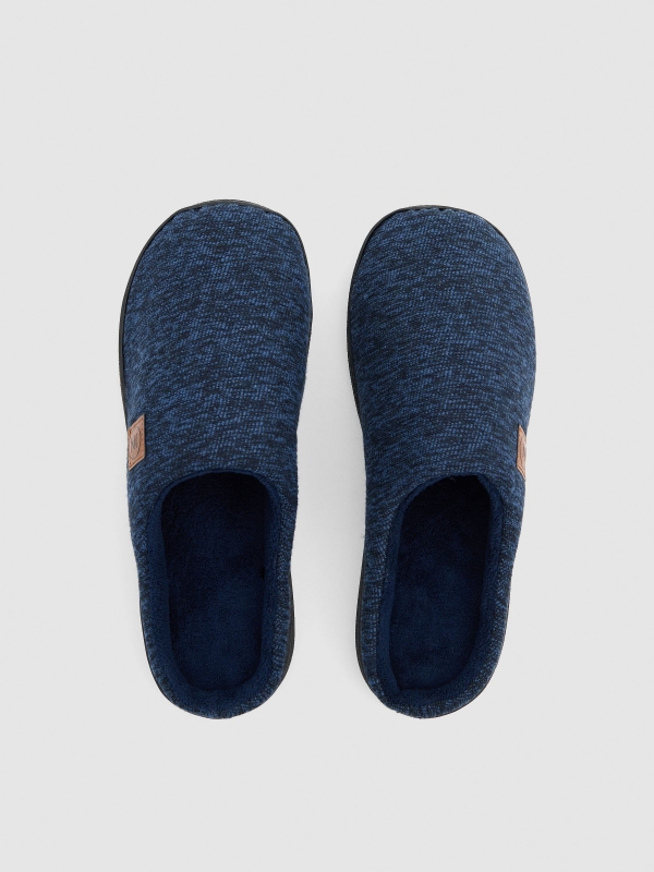 Blue marbled slippers navy detail view