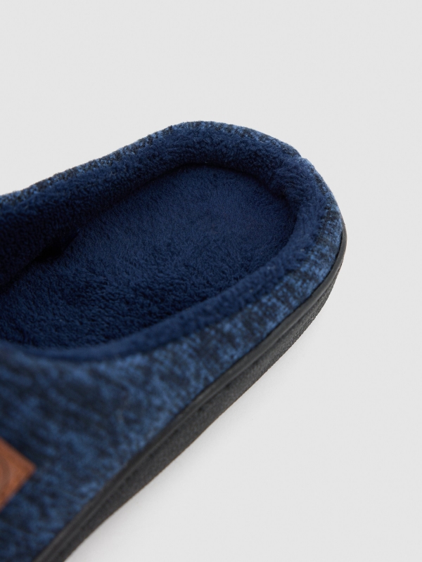 Blue marbled slippers navy detail view