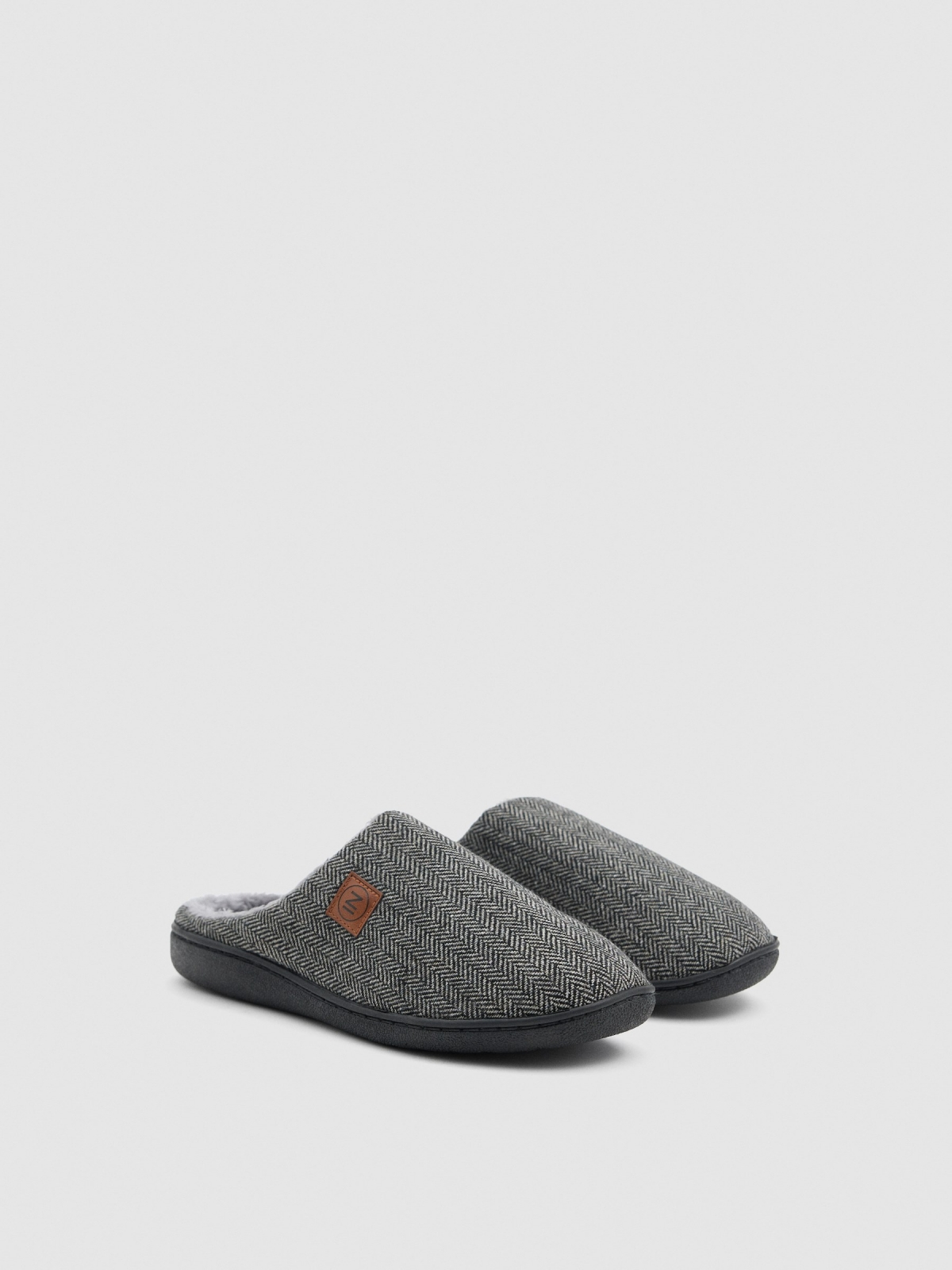 House slipper zigzag grey grey middle front view