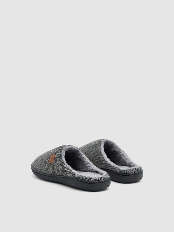 House slipper zigzag grey grey middle back view