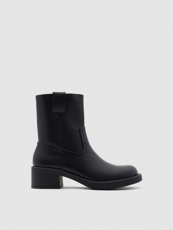 Basic faux leather ankle boots black profile view