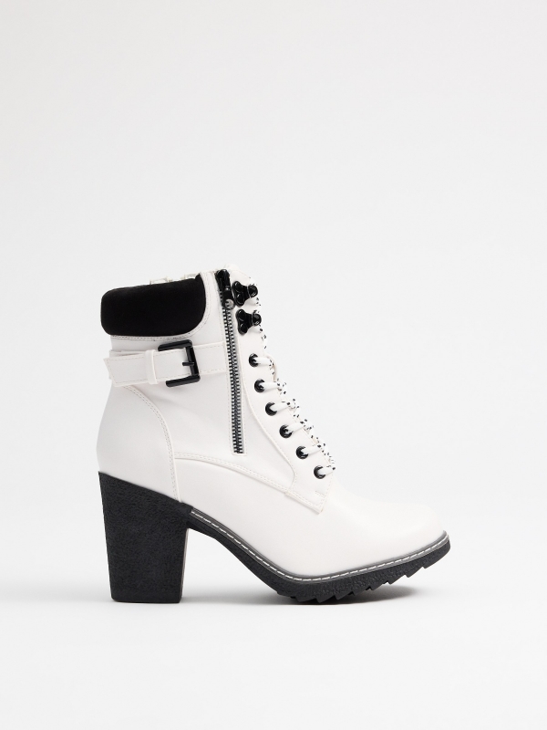 Mountaineering boots with condoms white profile view