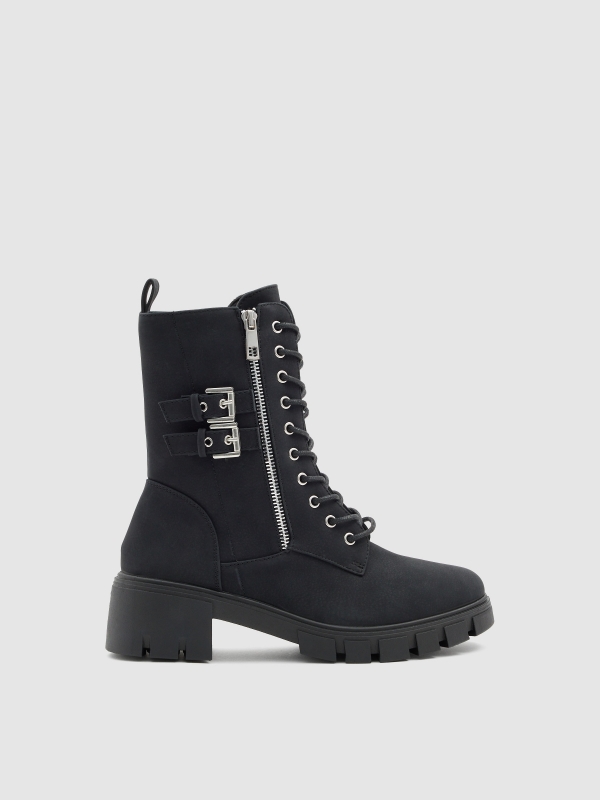 Mid-calf boots with zipper black profile view