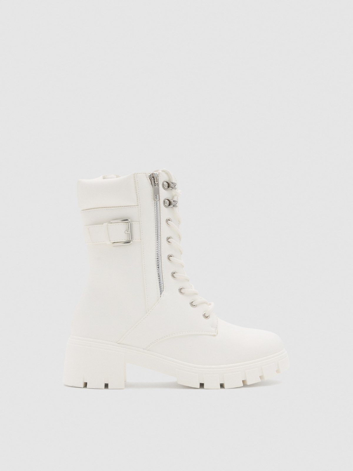 White military boot white profile view