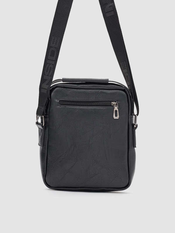 Black leather effect shoulder bag black 45º side view