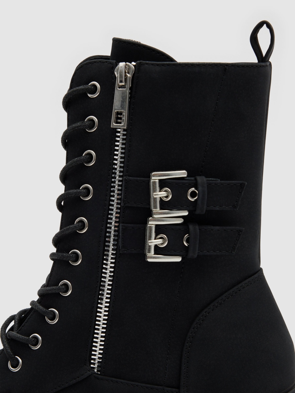 Mid-calf boots with zipper black detail view