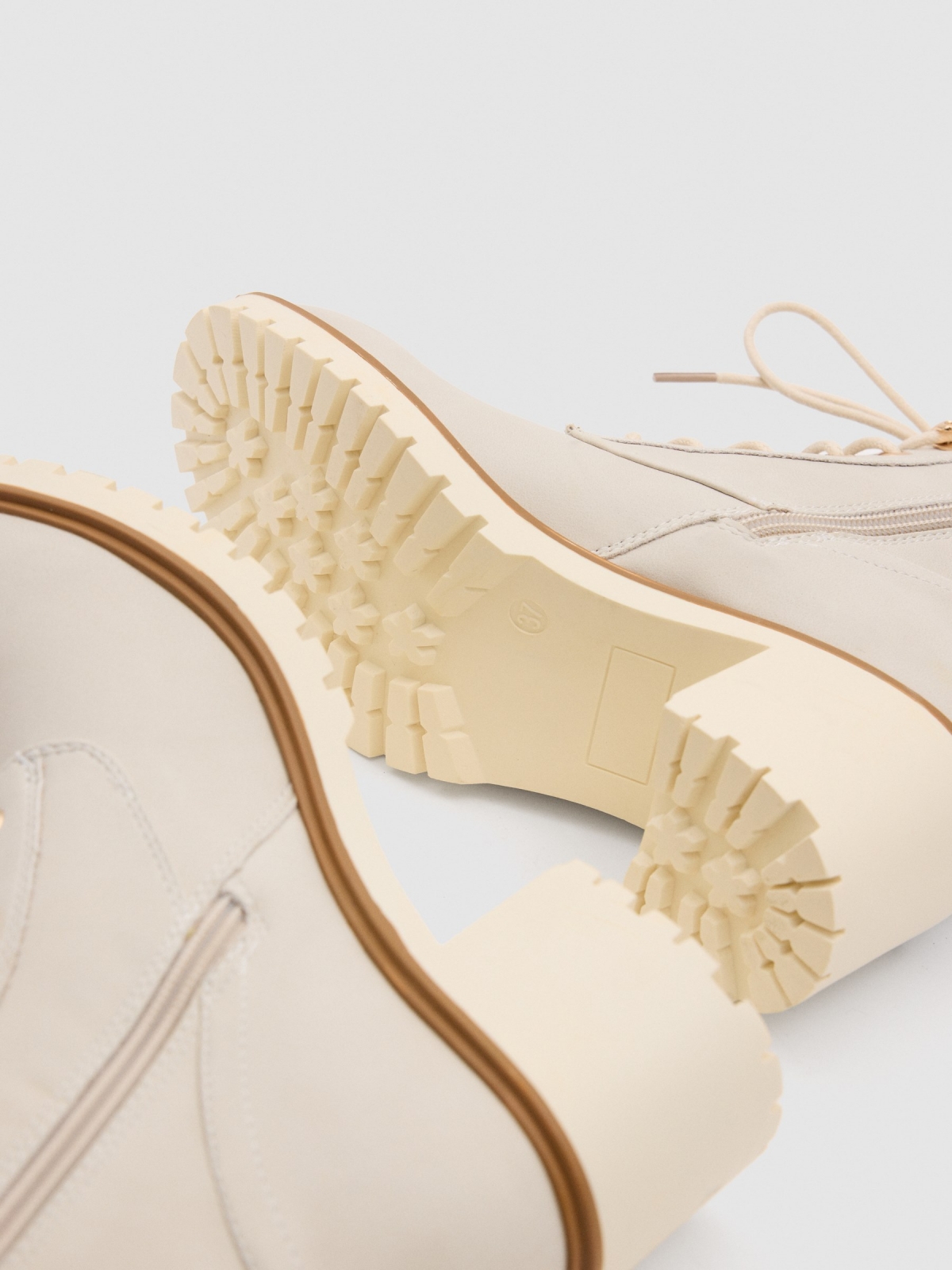 Beige lace-up heeled boots beige detail view