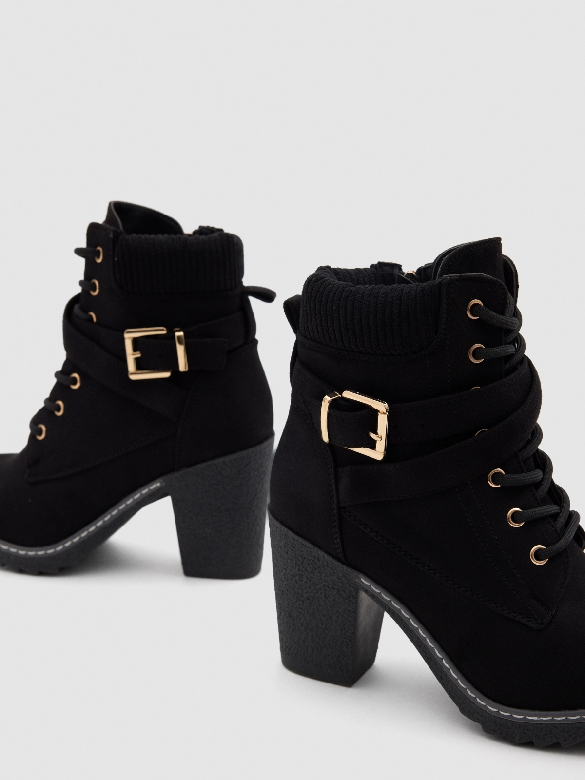 Heeled lace-up boots black detail view