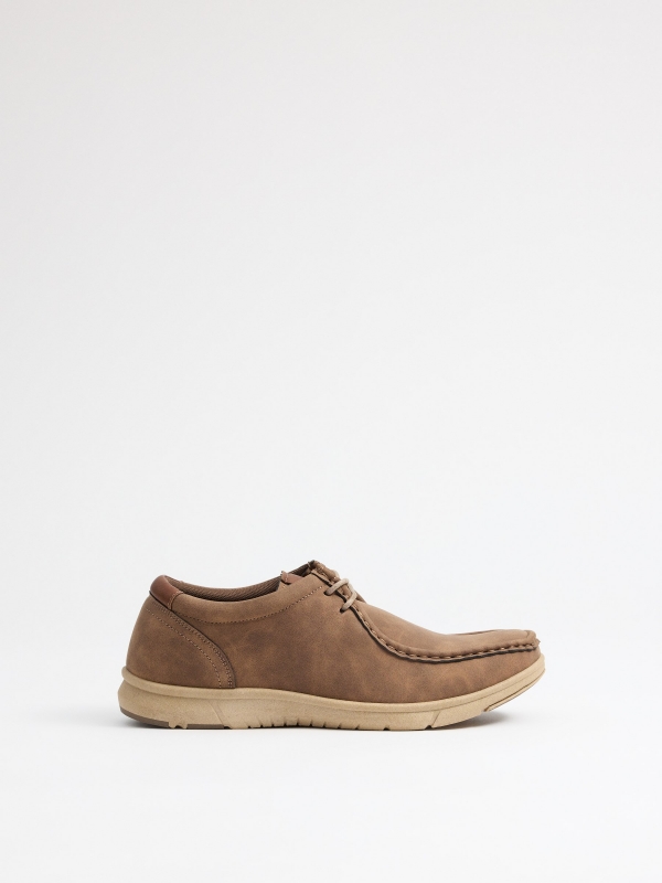 Nautical lace-up shoes brown profile view