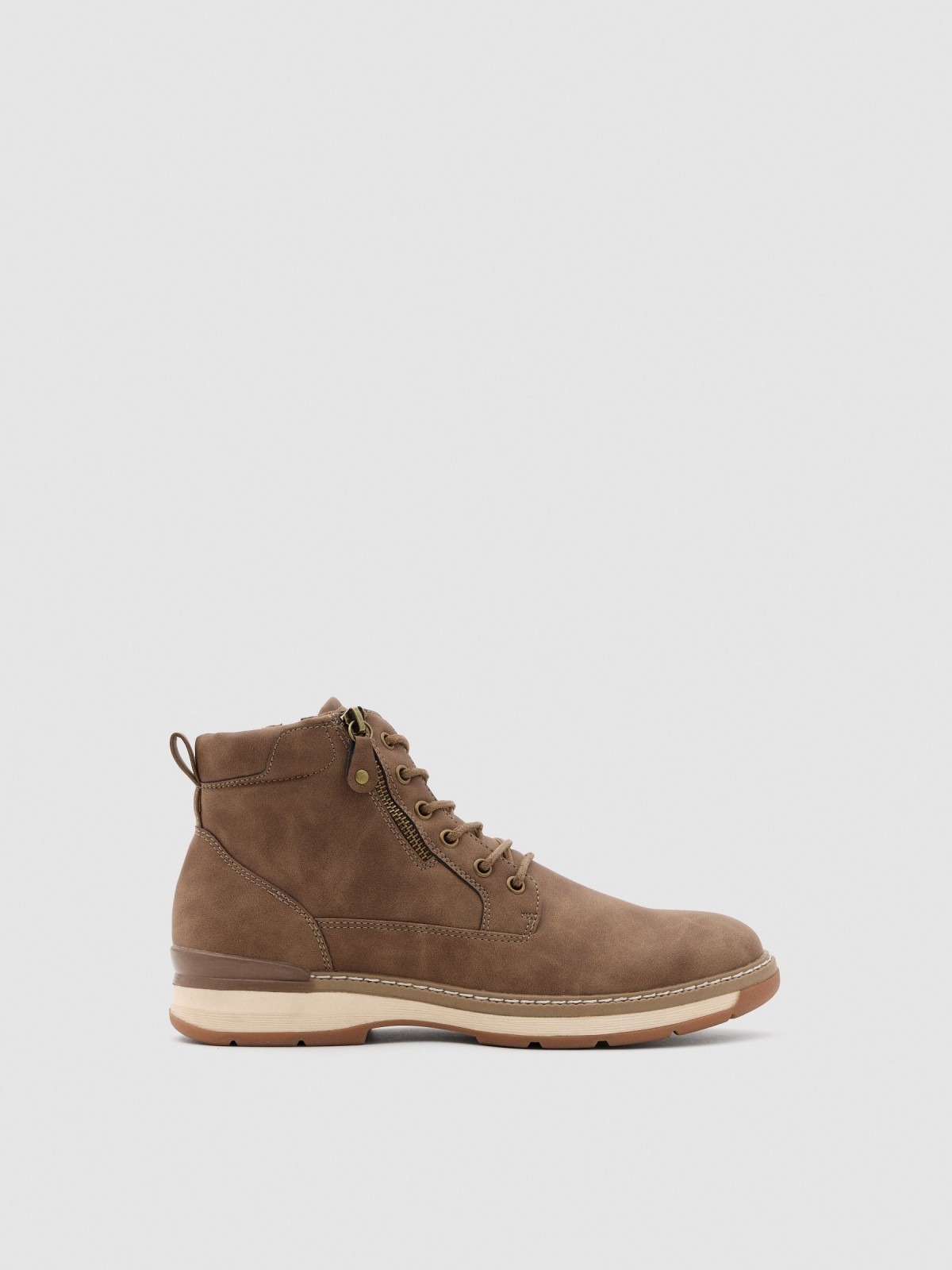 Botas casual con cremallera beige vista perfil